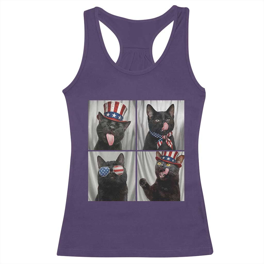 Funny Patriotic Black British Shorthair Cat Selfie Racerback Tank Top TS12 Purple Print Your Wear