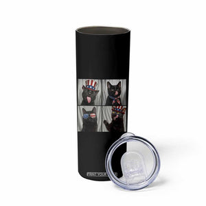 Funny Patriotic Black British Shorthair Cat Selfie Skinny Tumbler TS12 Print Your Wear