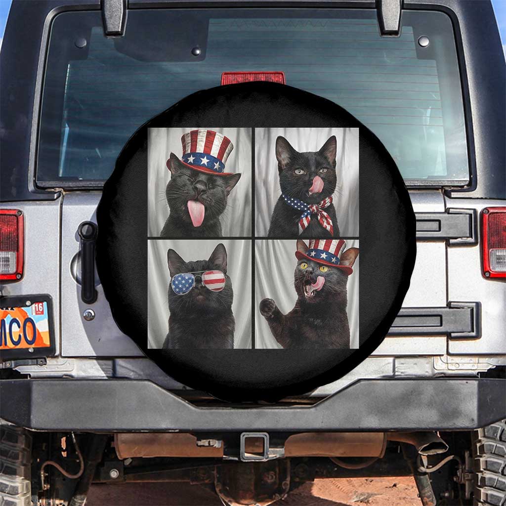 Funny Patriotic Black British Shorthair Cat Selfie Spare Tire Cover TS12 No hole Black Print Your Wear