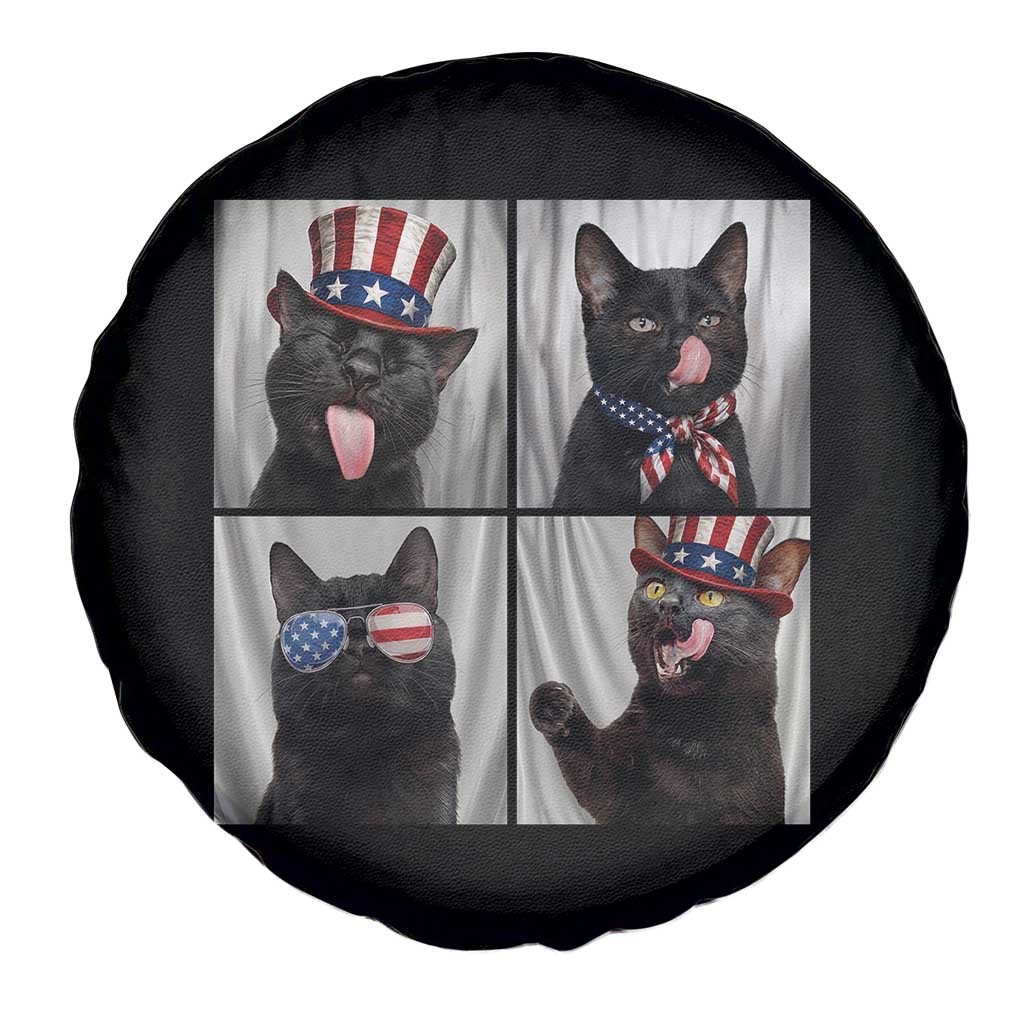 Funny Patriotic Black British Shorthair Cat Selfie Spare Tire Cover TS12 Print Your Wear
