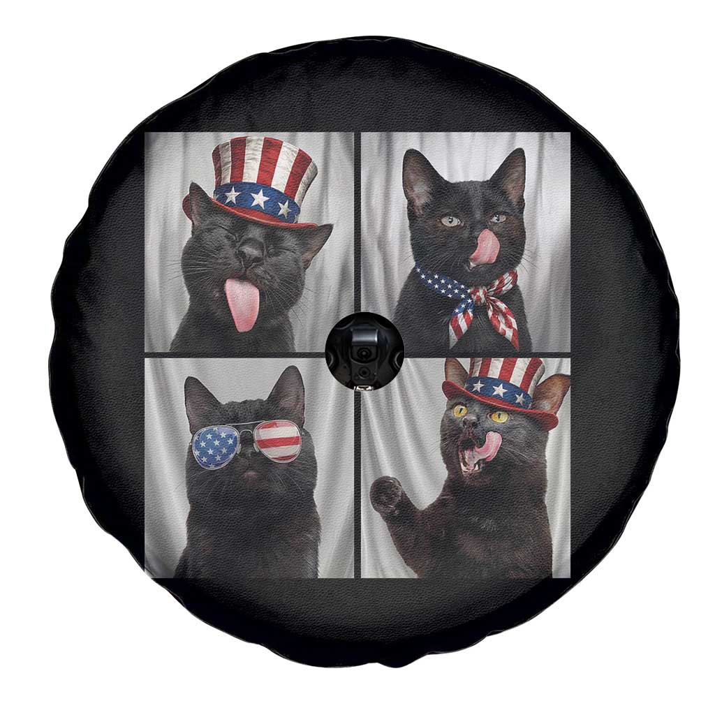 Funny Patriotic Black British Shorthair Cat Selfie Spare Tire Cover TS12 Print Your Wear