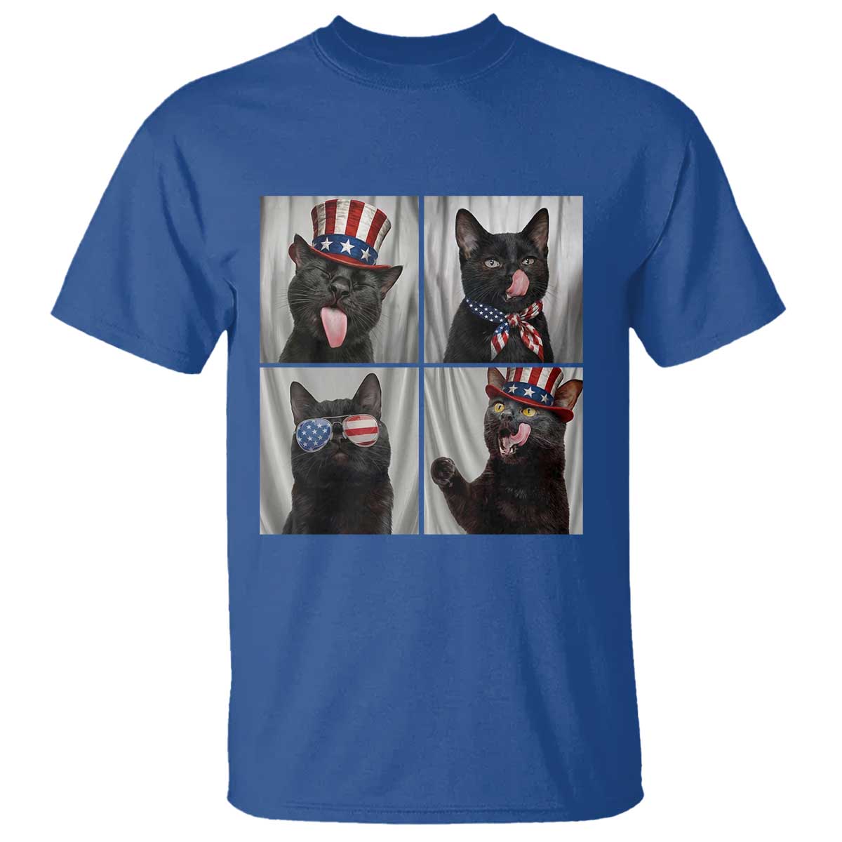 Funny Patriotic Black British Shorthair Cat Selfie T Shirt TS12 Royal Blue Print Your Wear
