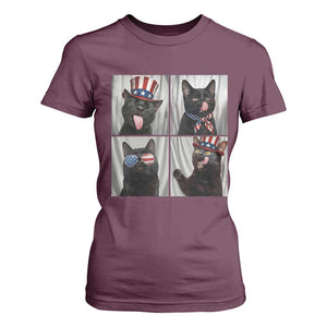 Funny Patriotic Black British Shorthair Cat Selfie T Shirt For Women