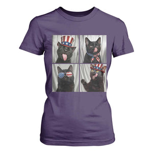Funny Patriotic Black British Shorthair Cat Selfie T Shirt For Women