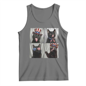Funny Patriotic Black British Shorthair Cat Selfie Tank Top