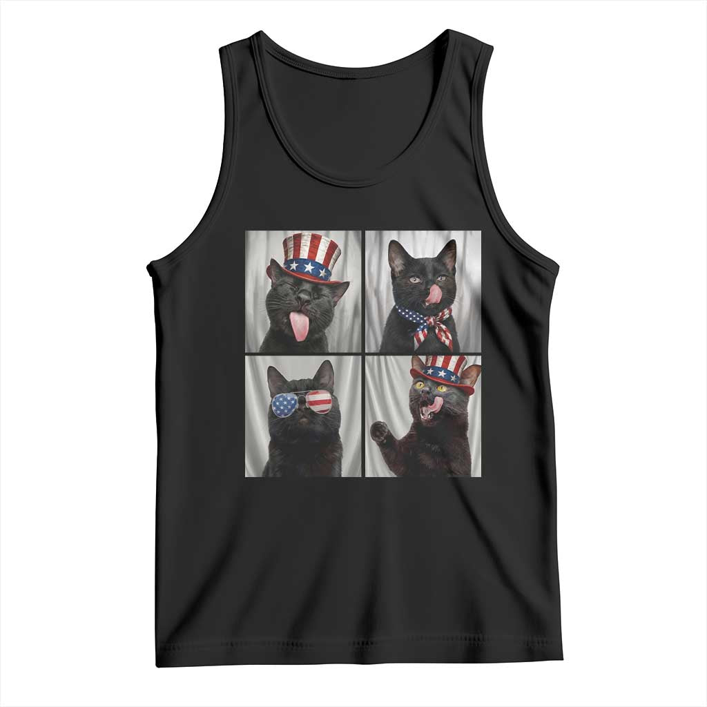 Funny Patriotic Black British Shorthair Cat Selfie Tank Top TS12 Black Print Your Wear