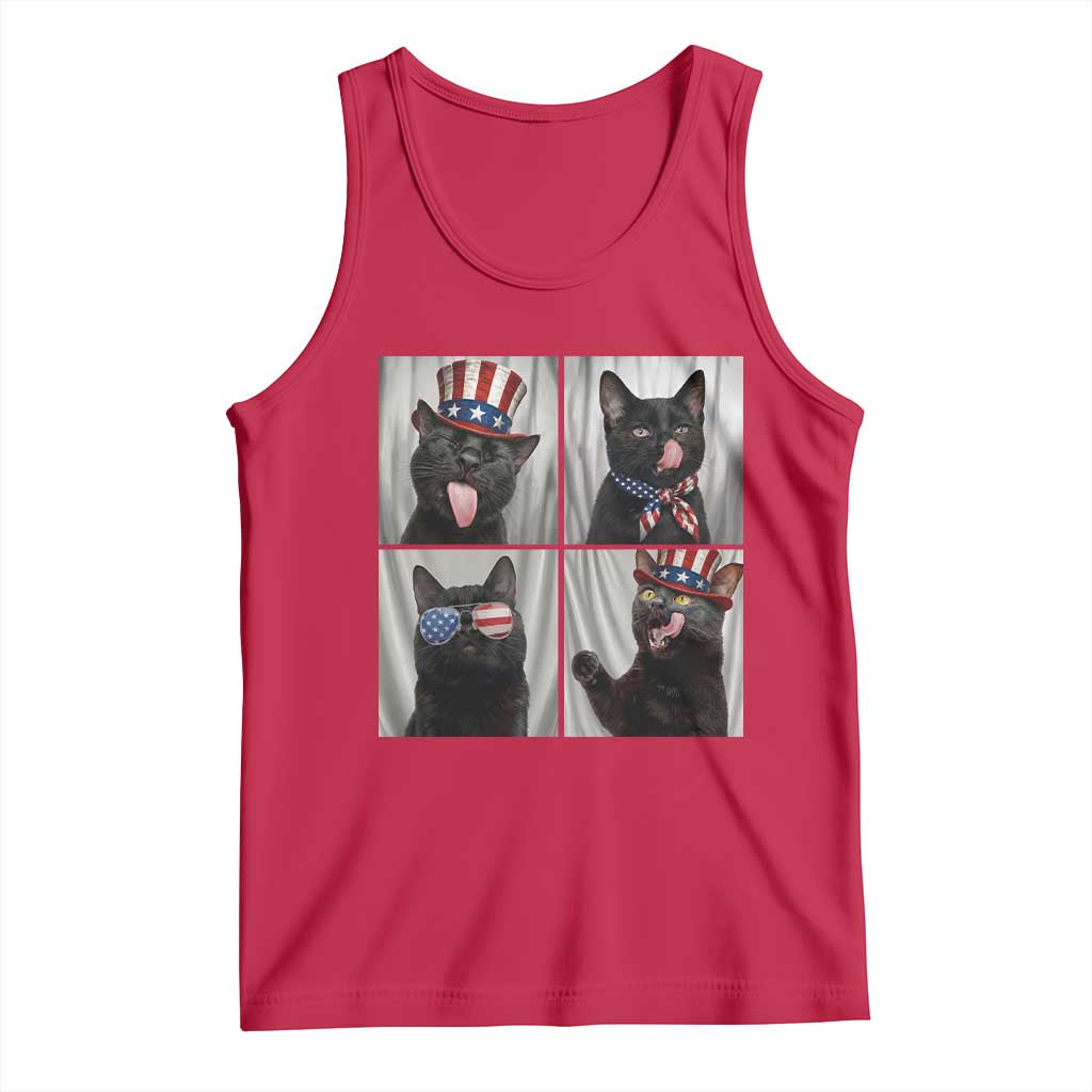 Funny Patriotic Black British Shorthair Cat Selfie Tank Top