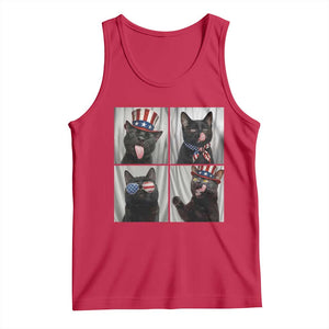 Funny Patriotic Black British Shorthair Cat Selfie Tank Top
