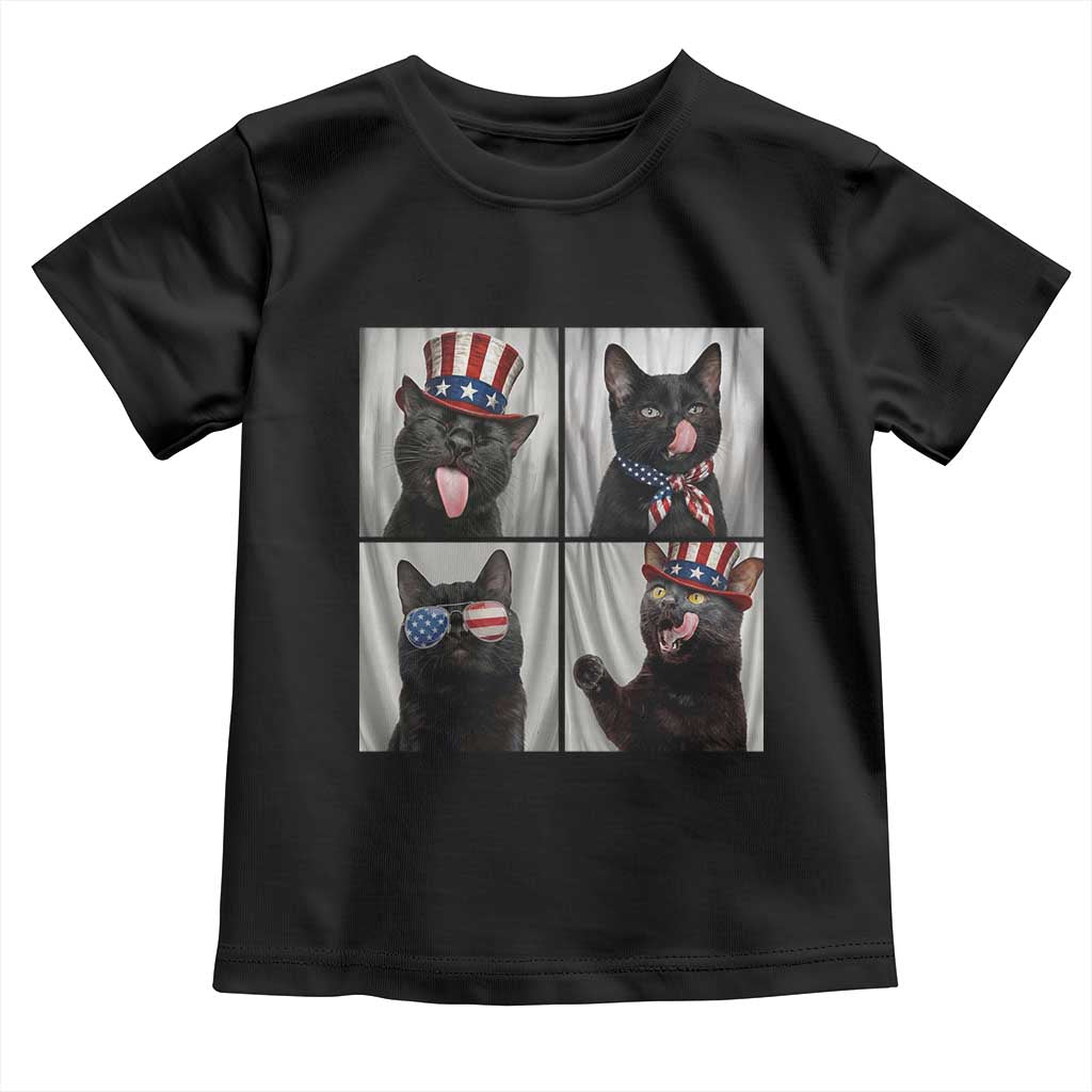 Funny Patriotic Black British Shorthair Cat Selfie Toddler T Shirt TS12 Black Print Your Wear