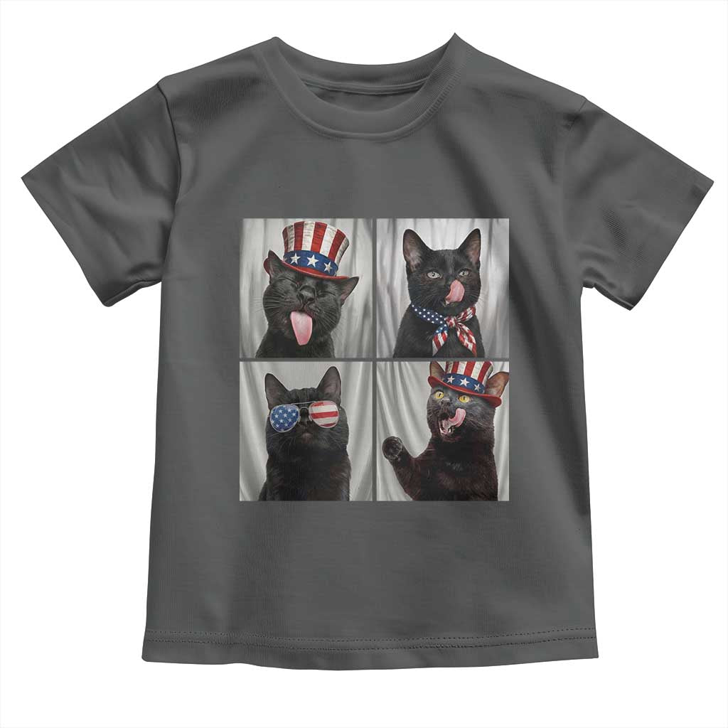 Funny Patriotic Black British Shorthair Cat Selfie Toddler T Shirt TS12 Dark Heather Print Your Wear