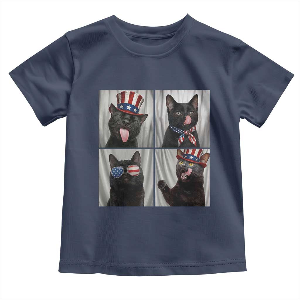 Funny Patriotic Black British Shorthair Cat Selfie Toddler T Shirt TS12 Navy Print Your Wear