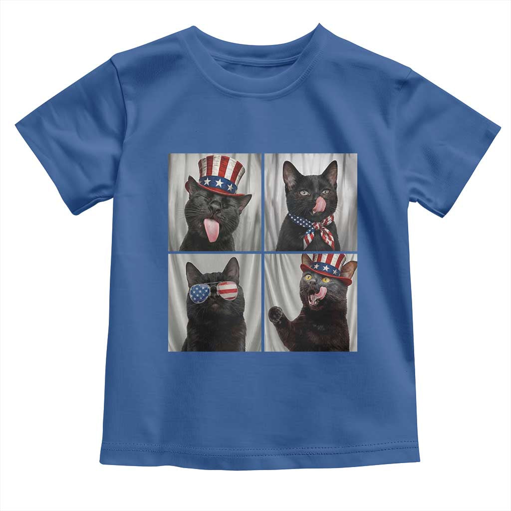 Funny Patriotic Black British Shorthair Cat Selfie Toddler T Shirt TS12 Royal Blue Print Your Wear