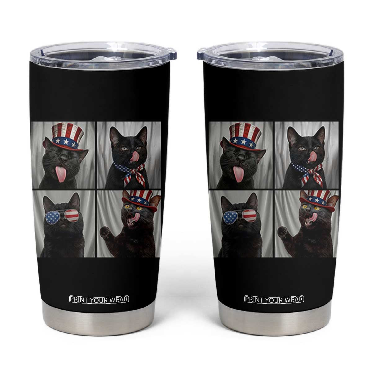 Funny Patriotic Black British Shorthair Cat Selfie Tumbler Cup TS12 Black Print Your Wear