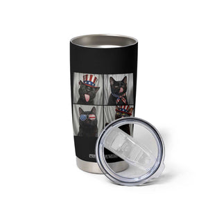 Funny Patriotic Black British Shorthair Cat Selfie Tumbler Cup