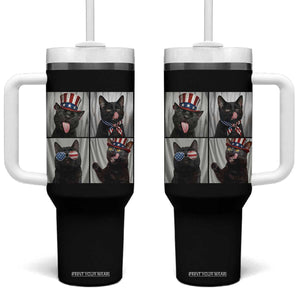Funny Patriotic Black British Shorthair Cat Selfie Tumbler With Handle TS12 One Size: 40 oz Black Print Your Wear