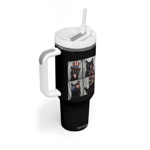 Funny Patriotic Black British Shorthair Cat Selfie Tumbler With Handle TS12 Print Your Wear