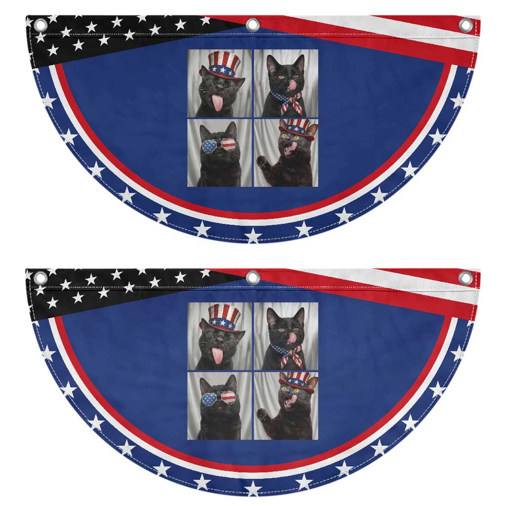 Funny Black British Shorthair Cat Selfie Patriotic Fan Flag 4th Of July Gift