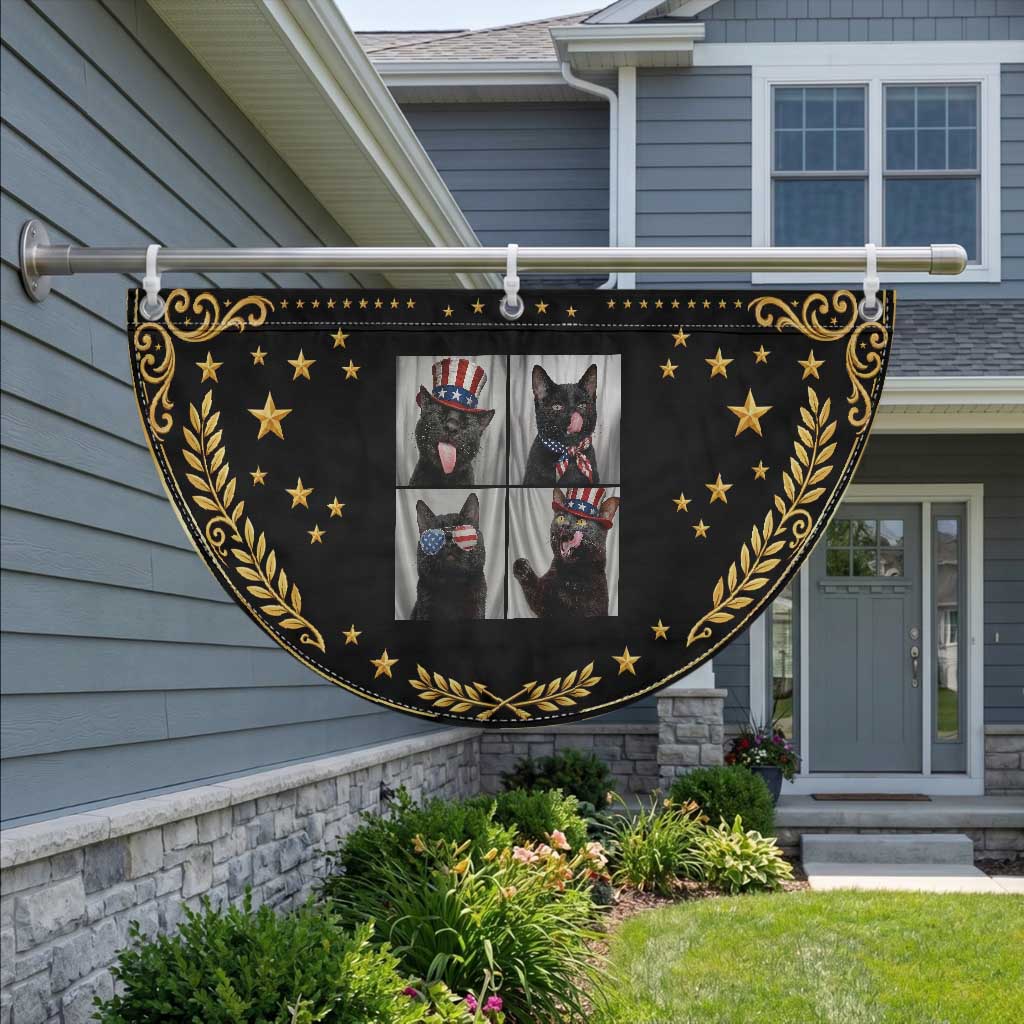Funny Black British Shorthair Cat Selfie Patriotic Fan Flag 4th Of July Gift