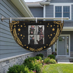 Funny Black British Shorthair Cat Selfie Patriotic Fan Flag 4th Of July Gift
