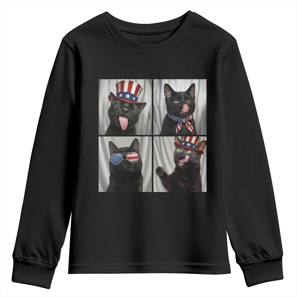 Funny Patriotic Black British Shorthair Cat Selfie Youth Sweatshirt TS12 Black Print Your Wear