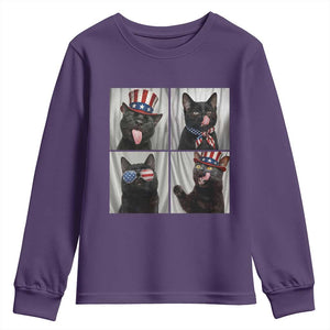 Funny Patriotic Black British Shorthair Cat Selfie Youth Sweatshirt TS12 Purple Print Your Wear
