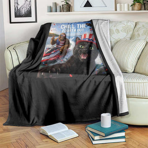 Patriotic Bigfoot And Cat Throw Blanket Chill The Fourth Out