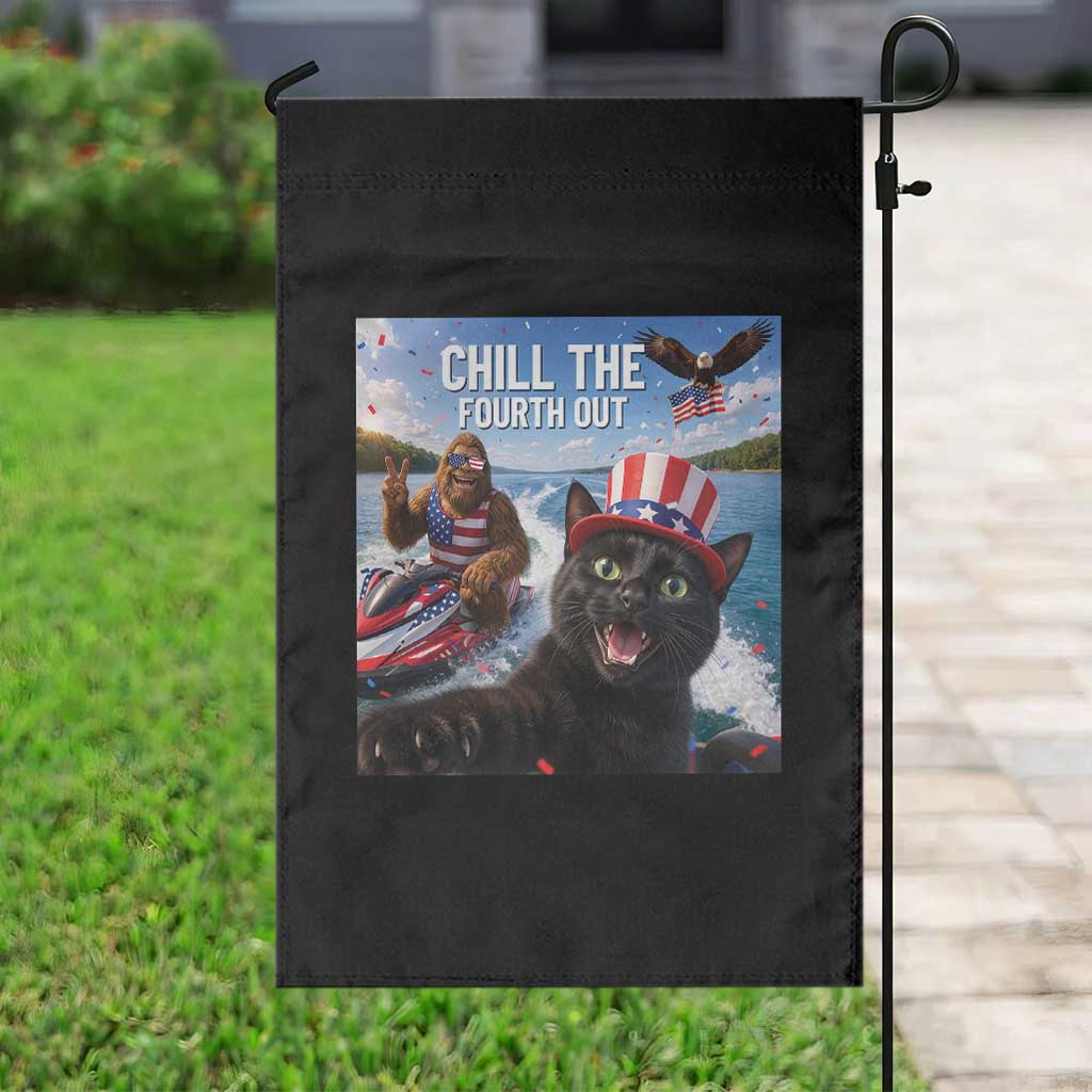 Patriotic Bigfoot And Cat Garden Flag Chill The Fourth Out TS12 Print Your Wear