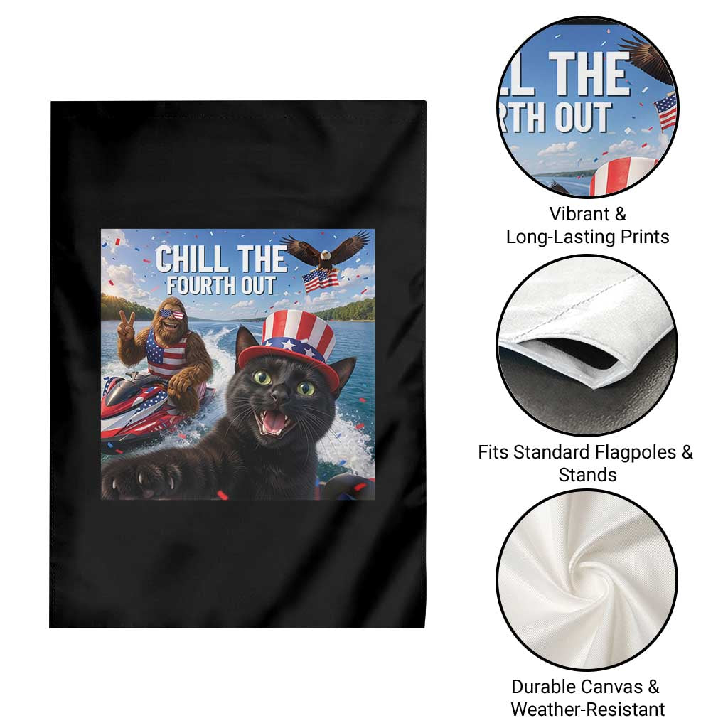 Patriotic Bigfoot And Cat Garden Flag Chill The Fourth Out TS12 Print Your Wear