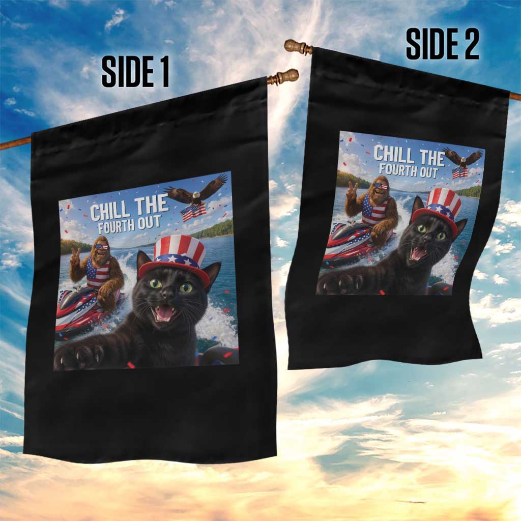 Patriotic Bigfoot And Cat Garden Flag Chill The Fourth Out TS12 Print Your Wear