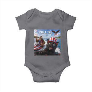 Patriotic Bigfoot And Cat Baby Onesie Chill The Fourth Out TS12 Charcoal Print Your Wear