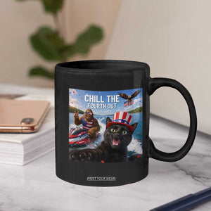 Patriotic Bigfoot And Cat Coffee Mug Chill The Fourth Out TS12 Print Your Wear