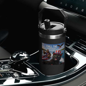 Patriotic Bigfoot And Cat Flip Straw Tumbler Chill The Fourth Out TS12 Print Your Wear