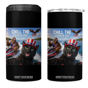 Patriotic Bigfoot And Cat 4 in 1 Can Cooler Tumbler Chill The Fourth Out TS12 One Size: 16 oz Black Print Your Wear