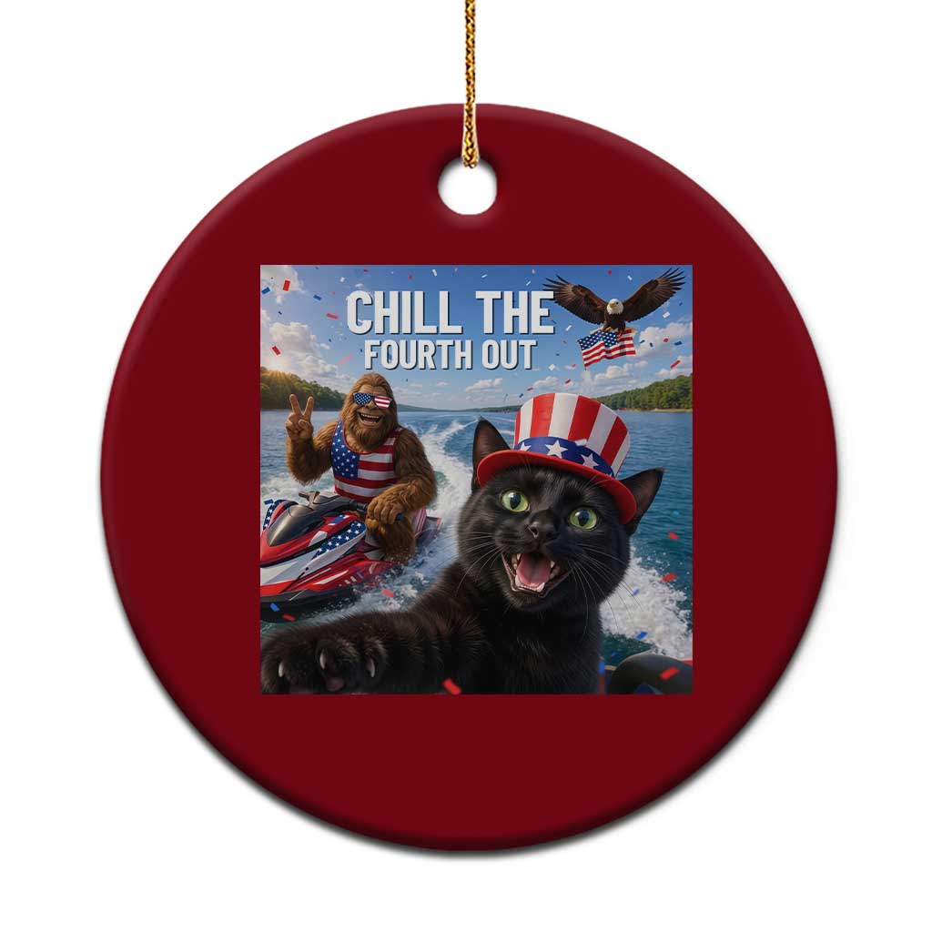 Patriotic Bigfoot And Cat Ceramic Ornament Chill The Fourth Out TS12 1pc Red Print Your Wear