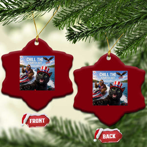 Patriotic Bigfoot And Cat Ceramic Ornament Chill The Fourth Out TS12 Print Your Wear