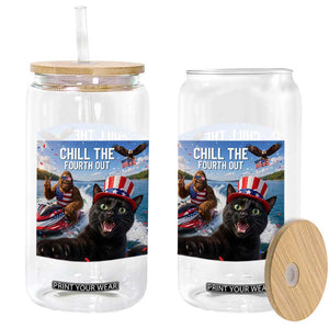 Patriotic Bigfoot And Cat Glass Can Chill The Fourth Out