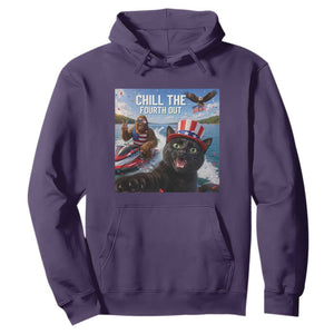 Patriotic Bigfoot And Cat Hoodie Chill The Fourth Out TS12 Purple Print Your Wear