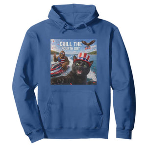 Patriotic Bigfoot And Cat Hoodie Chill The Fourth Out TS12 Royal Blue Print Your Wear