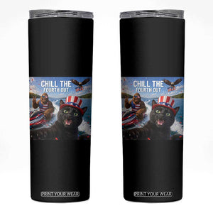 Patriotic Bigfoot And Cat Skinny Tumbler Chill The Fourth Out