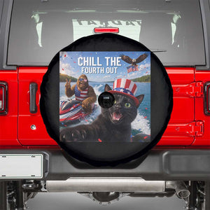 Patriotic Bigfoot And Cat Spare Tire Cover Chill The Fourth Out TS12 Black Print Your Wear