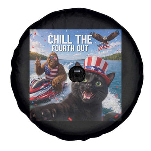 Patriotic Bigfoot And Cat Spare Tire Cover Chill The Fourth Out TS12 Print Your Wear