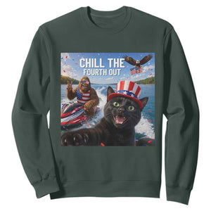 Patriotic Bigfoot And Cat Sweatshirt Chill The Fourth Out