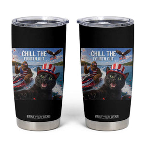 Patriotic Bigfoot And Cat Tumbler Cup Chill The Fourth Out TS12 Black Print Your Wear