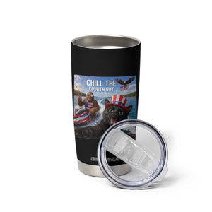 Patriotic Bigfoot And Cat Tumbler Cup Chill The Fourth Out TS12 Print Your Wear