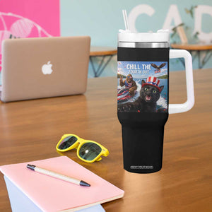 Patriotic Bigfoot And Cat Tumbler With Handle Chill The Fourth Out TS12 Print Your Wear