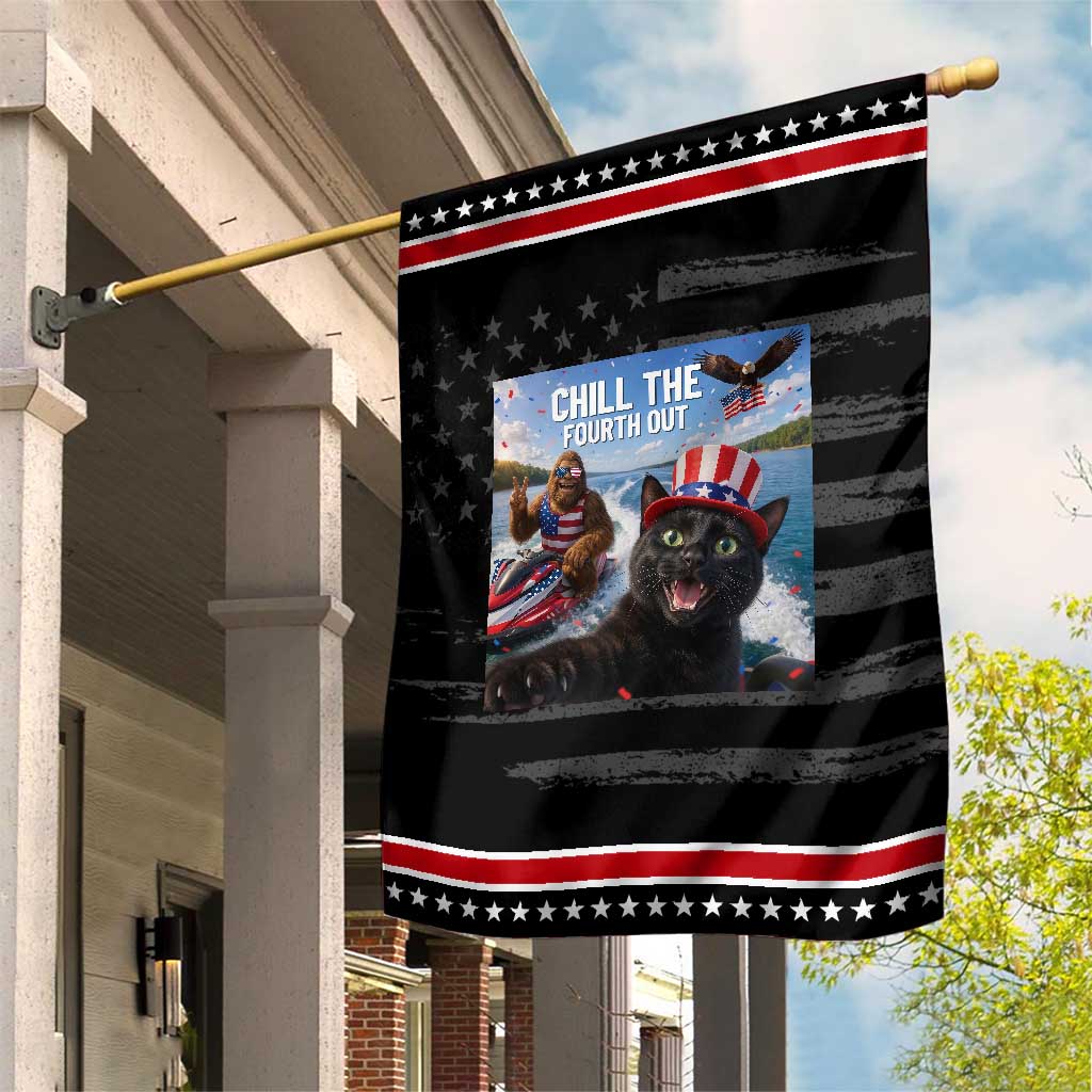 Patriotic Bigfoot And Cat Patriotic Garden Flag Chill The Fourth Out