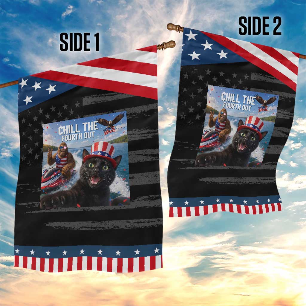 Patriotic Bigfoot And Cat Patriotic Garden Flag Chill The Fourth Out