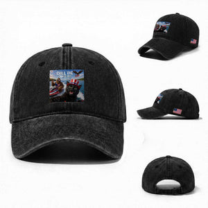 Patriotic Bigfoot And Cat Washed Cotton Baseball Cap Chill The Fourth Out