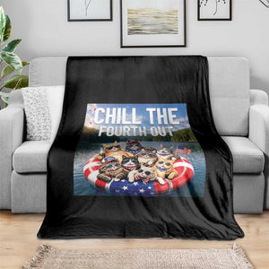 Funny Americana Cat Squad Throw Blanket Chill The Fourth Out