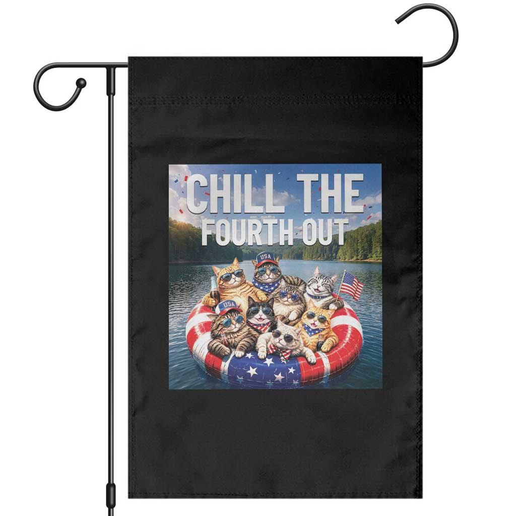 Funny Americana Cat Squad Garden Flag Chill The Fourth Out TS12 Black Print Your Wear